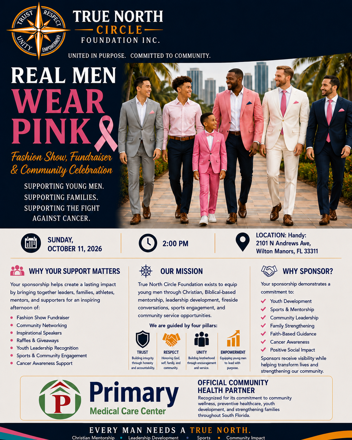 Real Men Wear Pink event flyer